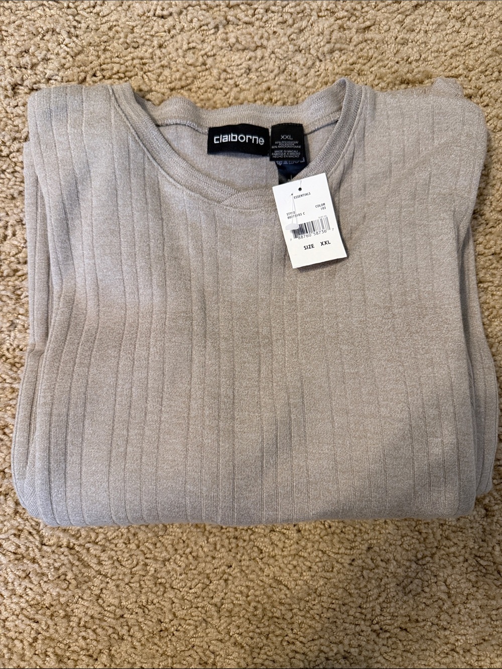 Claiborne Men's Ribbed Crewneck Sweater Camel/Grayish Color. Men’s XXL